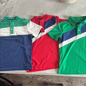 Lot of three Courtside Kids NWOT Color Block Polo Shirt Set - Green, Red, Blue